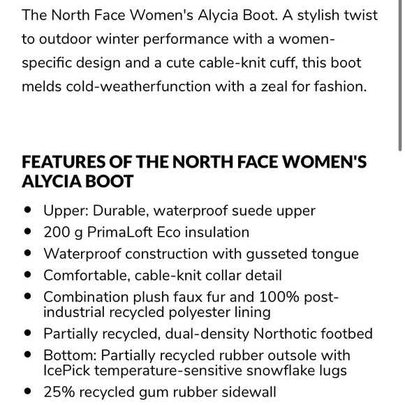 North Face women’s Alycia boot - Picture 2 of 7